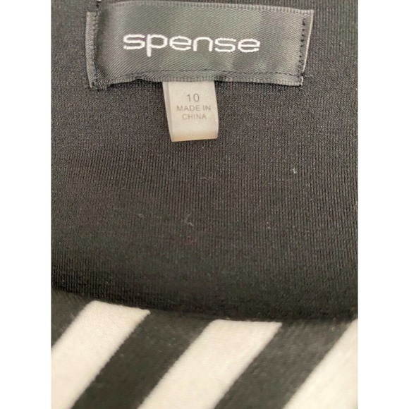 Spense Size 10 Sheath Dress Black & White Stripe Sleeveless Side Zip - Picture 5 of 5